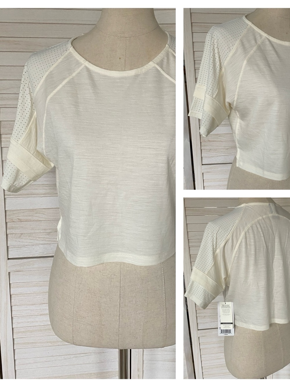 Athletic Propulsion Labs Off White The Perfect Wool Crop Top SZ L NWT Activewear